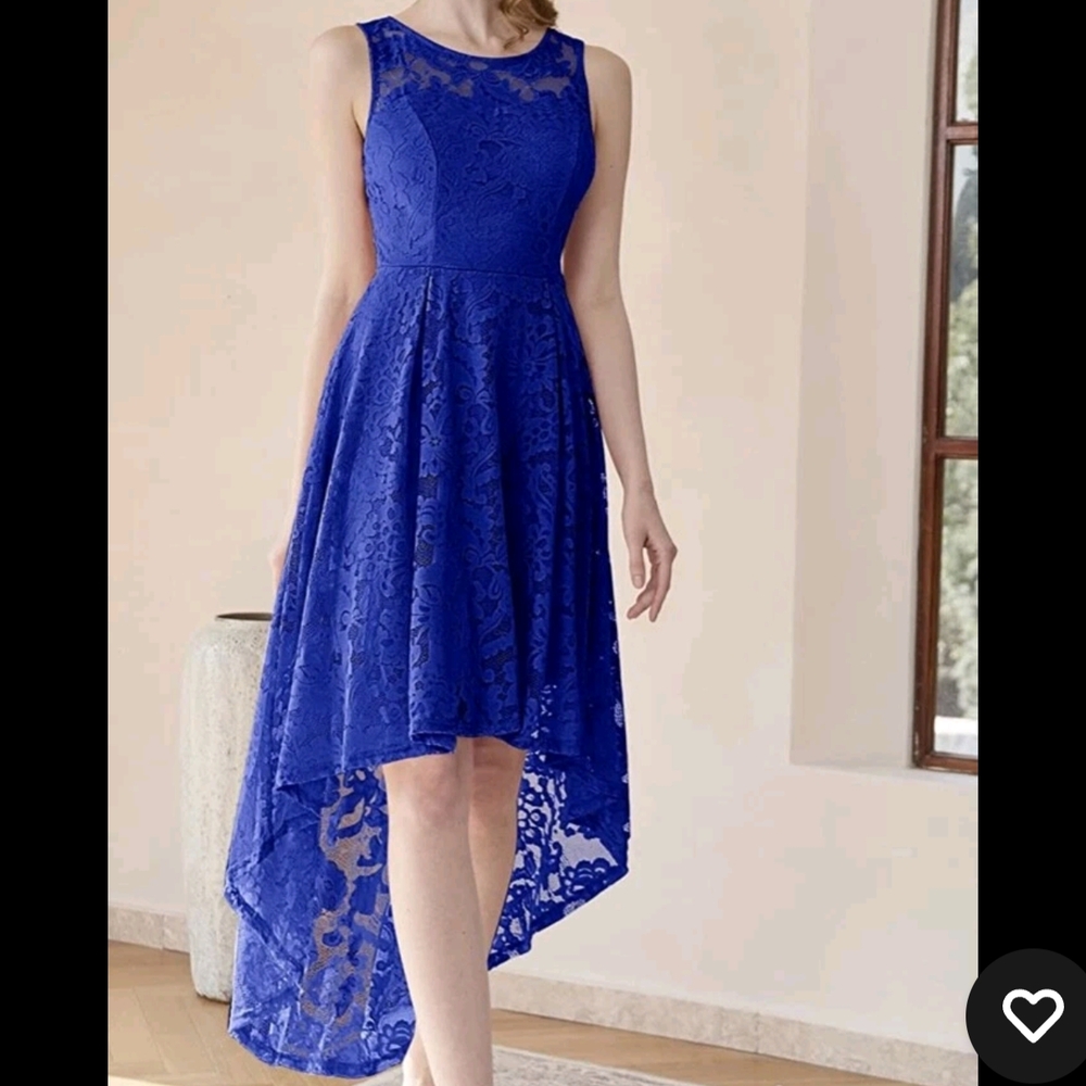 Elegant Blue High-Low Asymmetrical Dress for Prom
